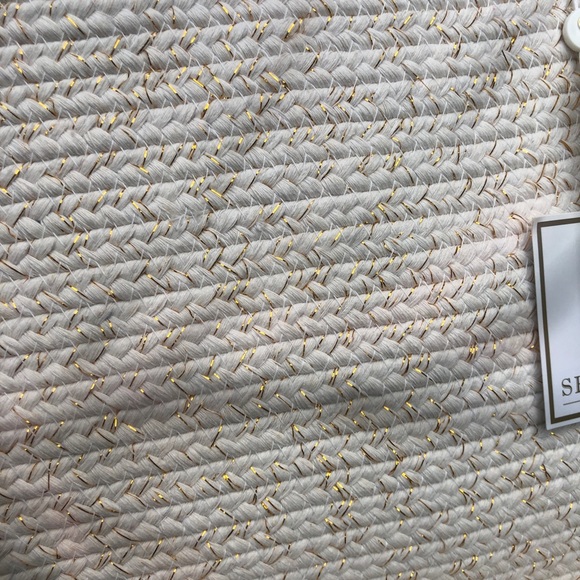 Brand new NWT ivory corded summer tote & burlap pouch - Picture 2 of 7